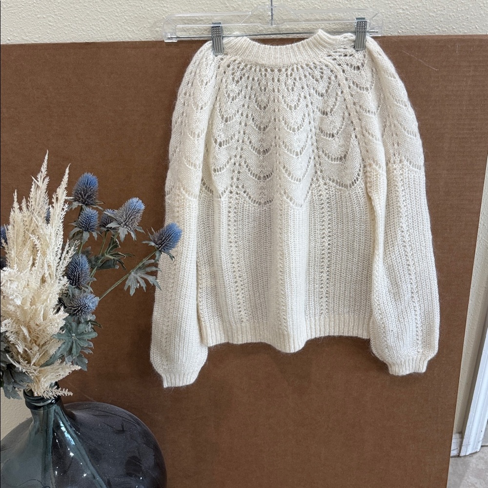 Sezane Paulin Jumper Ivory Crew Neck Sweater Sz Xs - Picture 5 of 5